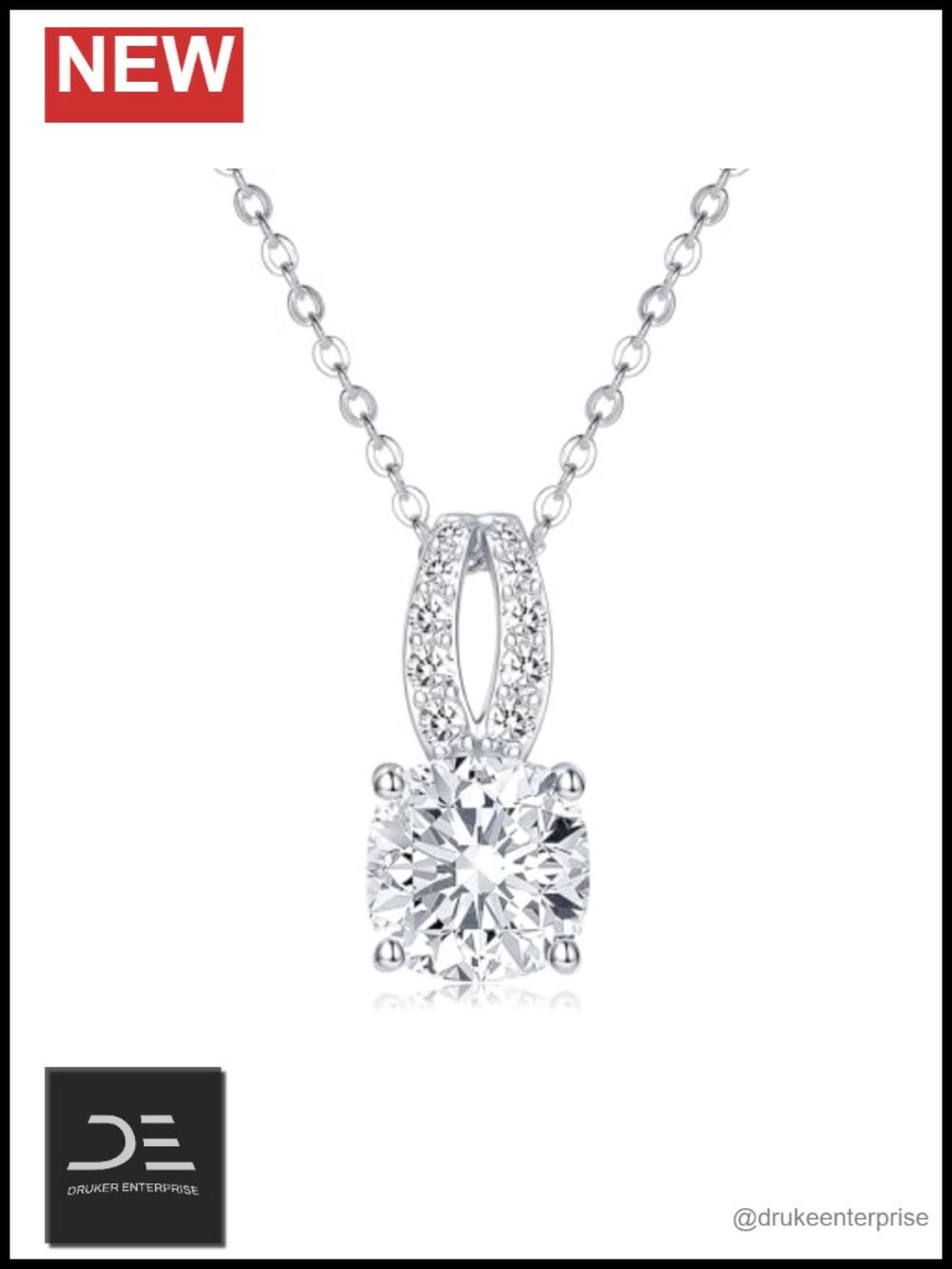 Sterling Silver Cushion Cut Moissanite Pendant Necklace 2.5ct Women's Jewelry